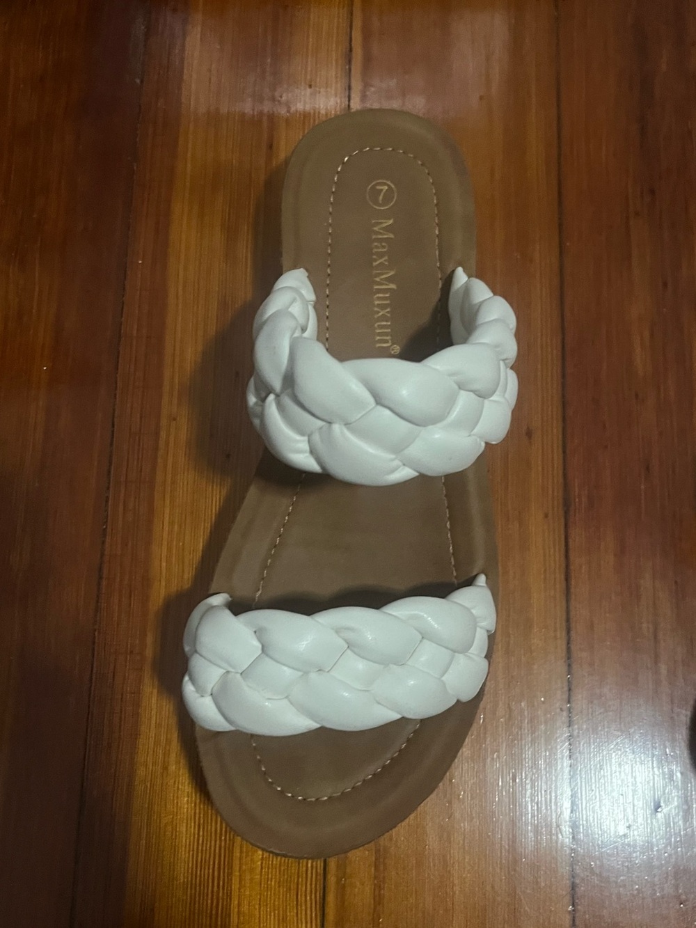 Size 7 White Braided Slide Sandals